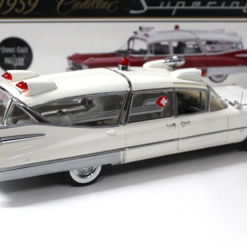 1:18 Precision Miniatures 1959 Cadillac Superior Crown Royal Ambulance white