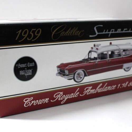1:18 Precision Miniatures 1959 Cadillac Superior Crown Royal Ambulance white