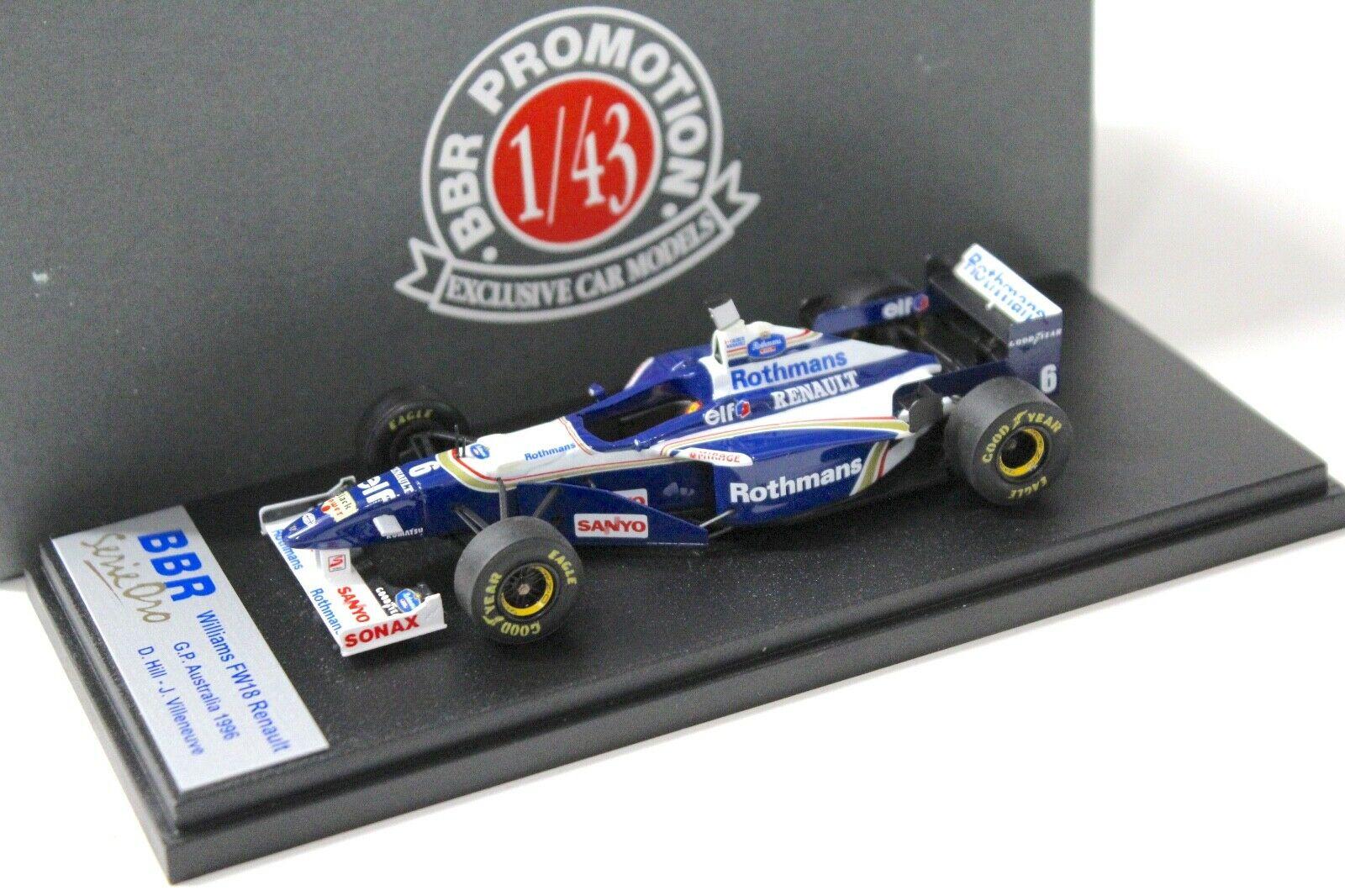 1:43 BBR () F1 Williams Renault FW18 GP Australia Villeneuve ROTHMANS
