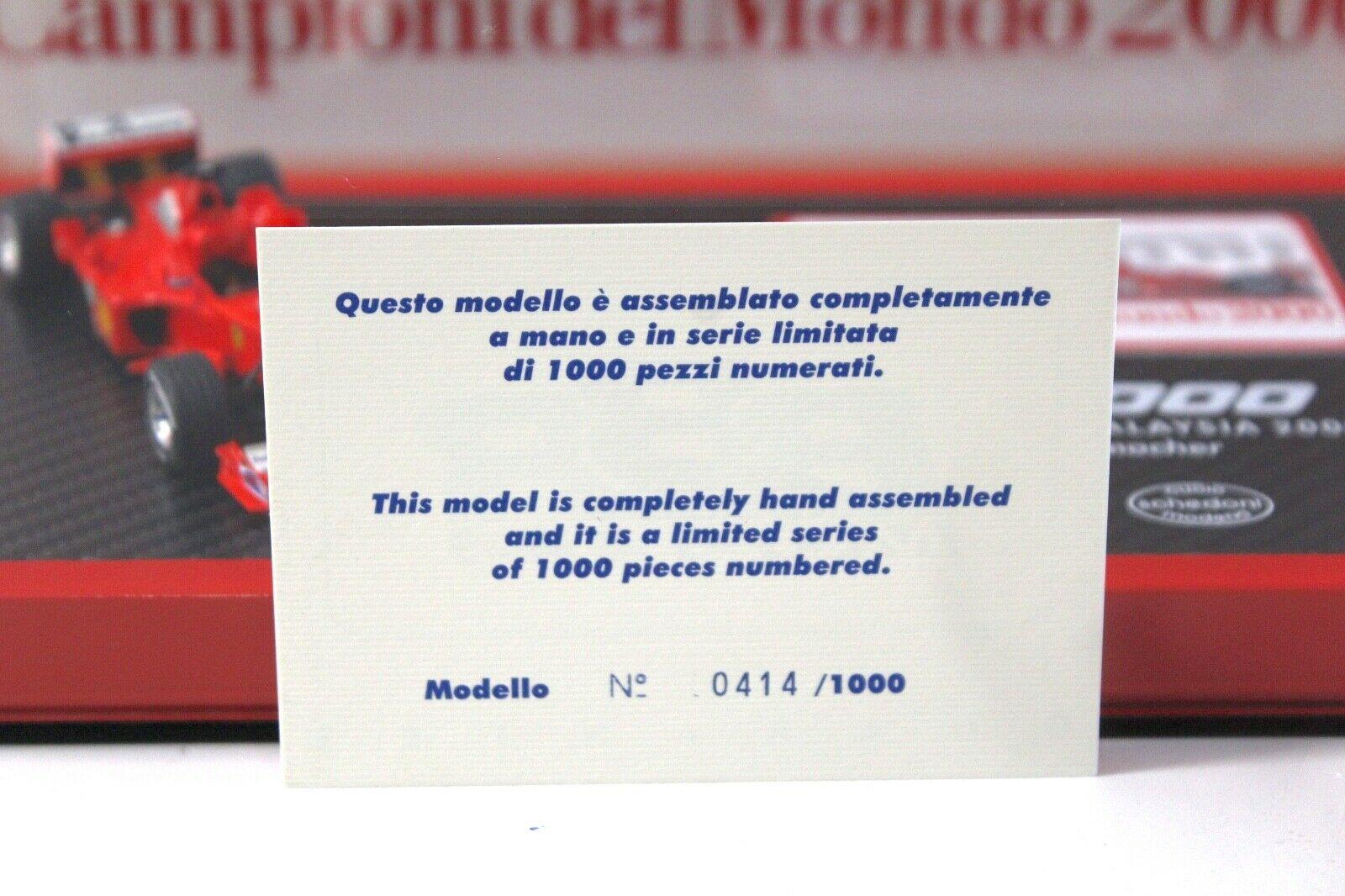 1:43 BBR BOX SET Ferrari F1-2000 GP Malaysia 2000 M.Schumacher