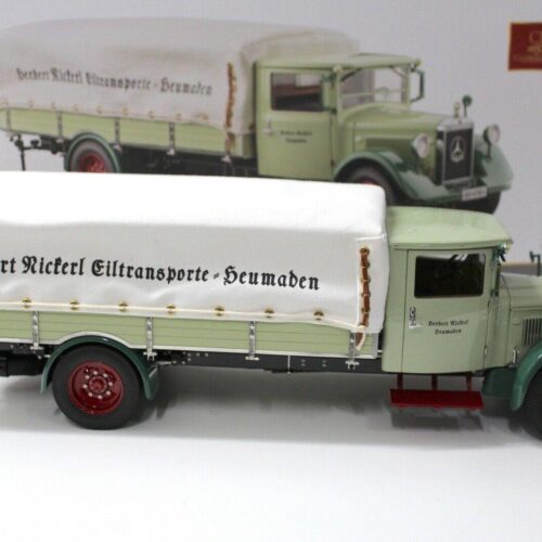 1:18 CMC Mercedes LO 2750 LKW mit Plane green