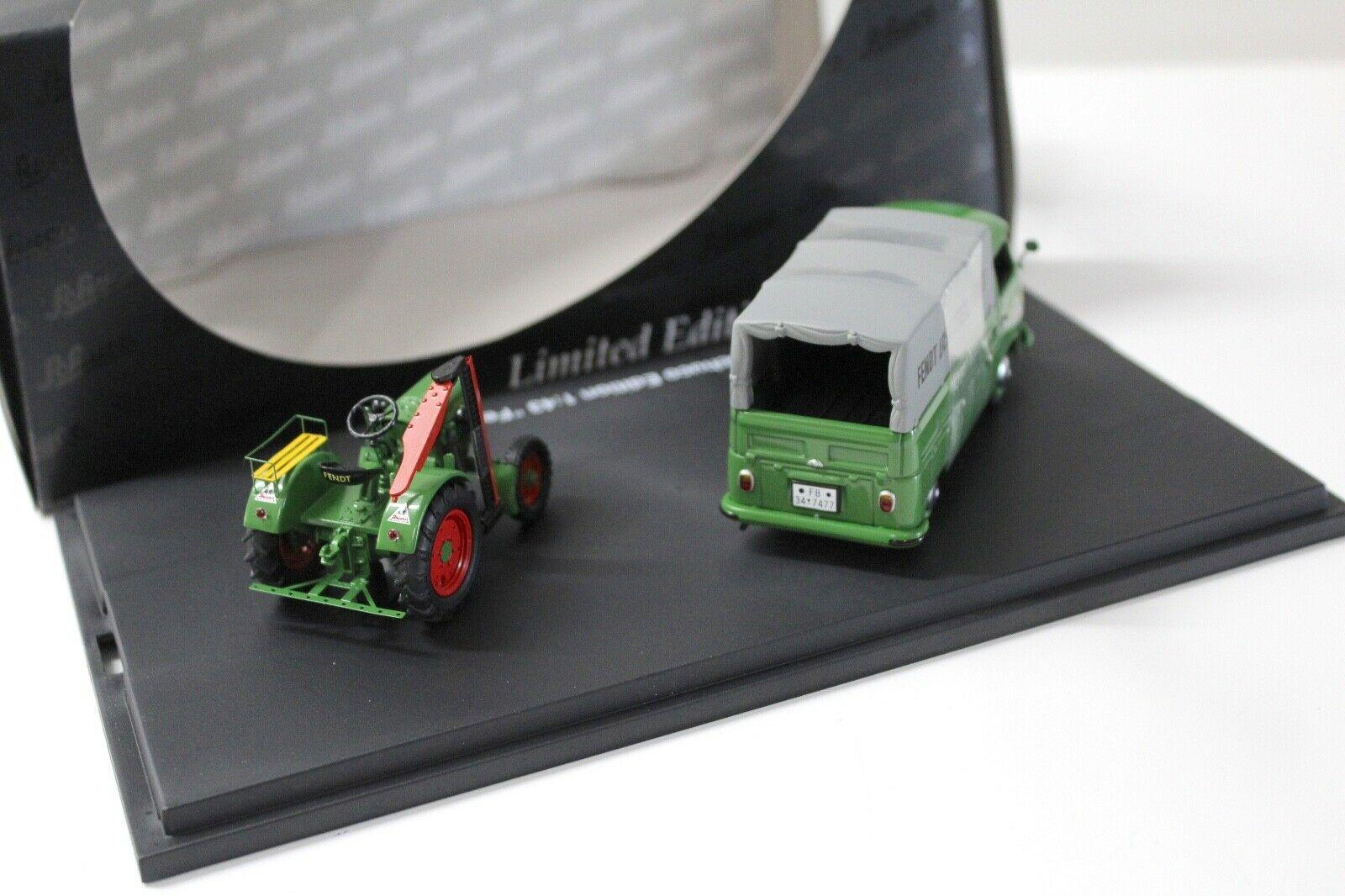 1:43 Schuco Edition Fendt Traktor mit VW T1 Plane green