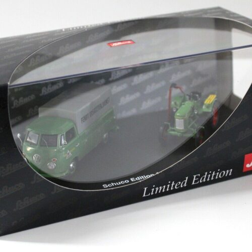 1:43 Schuco Edition Fendt Traktor mit VW T1 Plane green