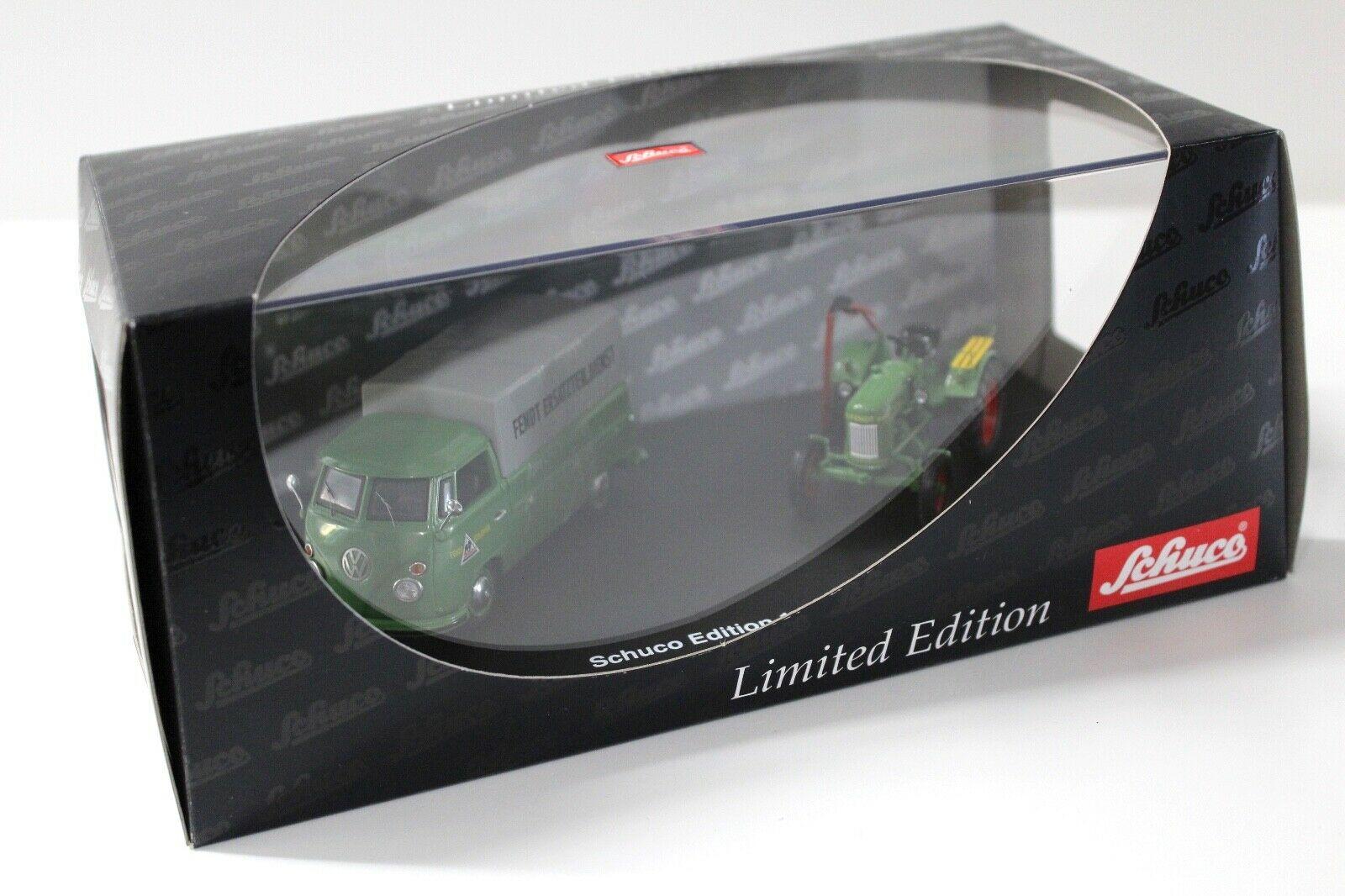 1:43 Schuco Edition Fendt Traktor mit VW T1 Plane green