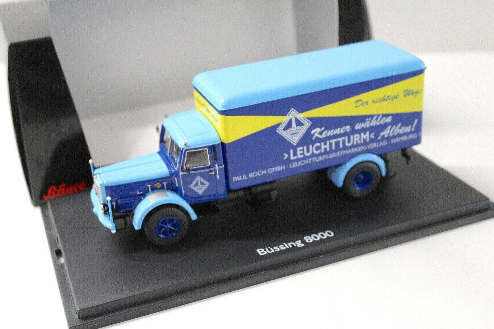 ID 50749 orig.jpg 1:43 Schuco Büssing 8000 Koffer Leuchtturm-Briefmarken
