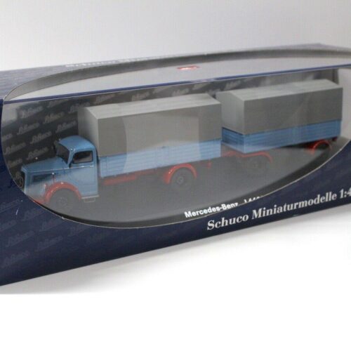 1:43 Schuco Mercedes L6600 mit Anhänger Plane blue