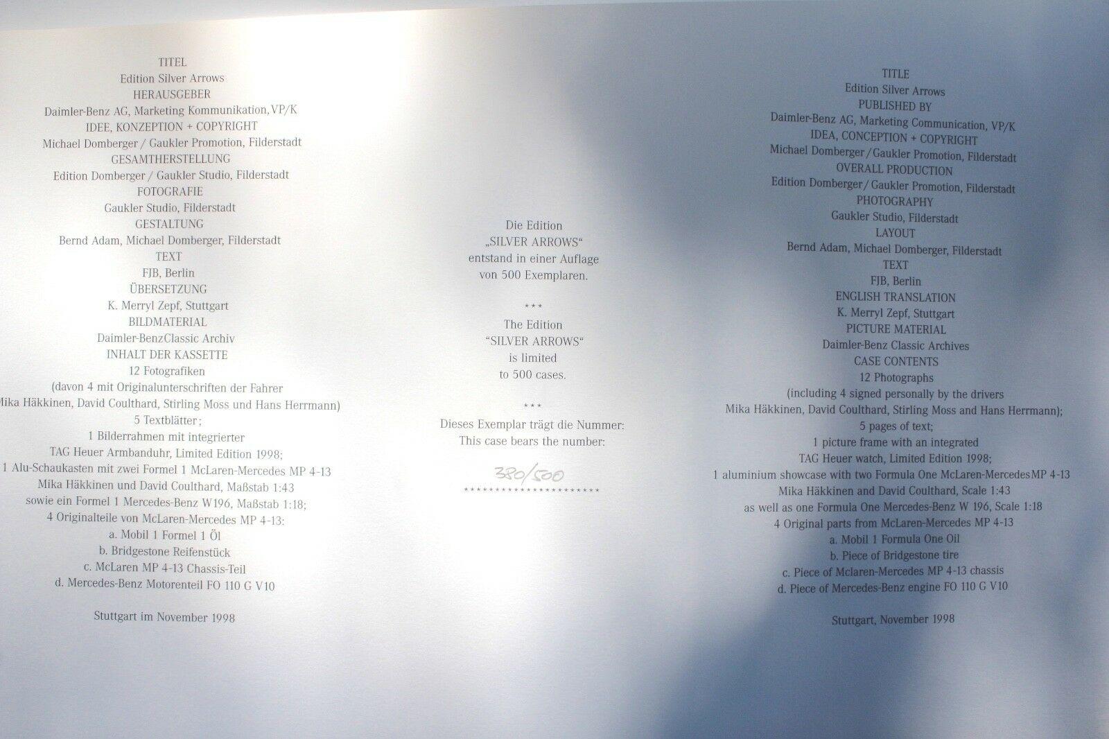 Mercedes-Benz Edition SILVER ARROWS SET 1998 1:43 &1:18 Limited Edition 380/500