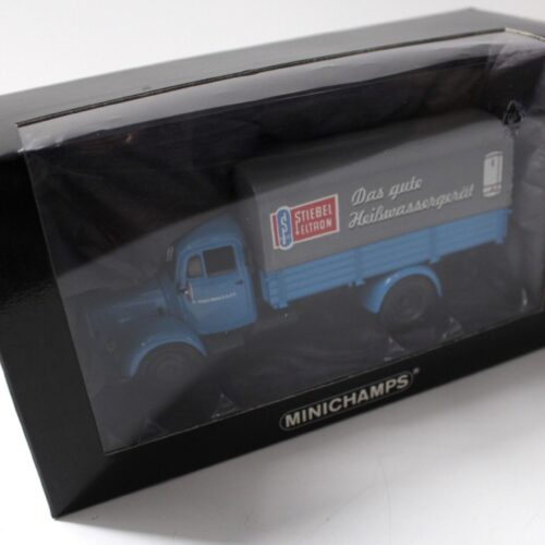 1:43 Minichamps Mercedes L3500 Canvas Truck "Stiebel Eltron" blue