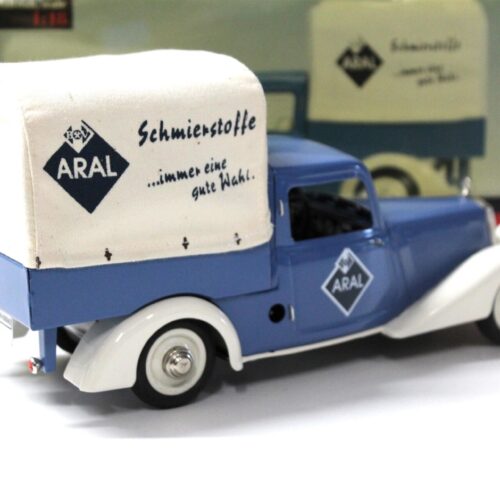 1:18 Schuco Mercedes 170V Planenwagen ARAL white/ blue