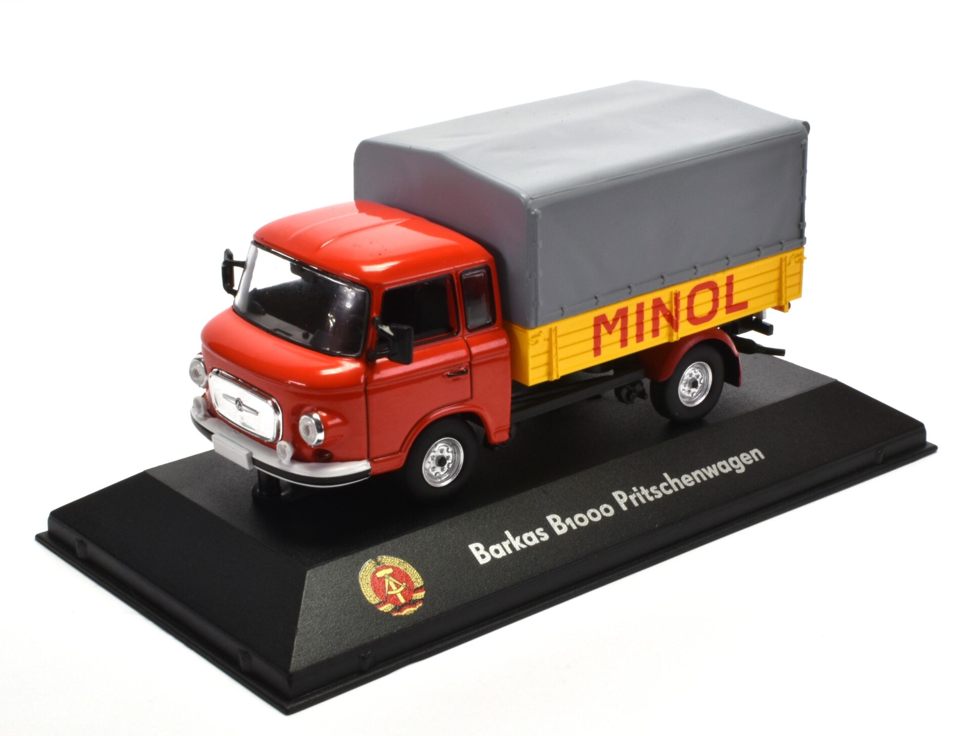 1:43 Atlas DDR Collection Barkas B1000 Pritschenwagen/ Plane Minol