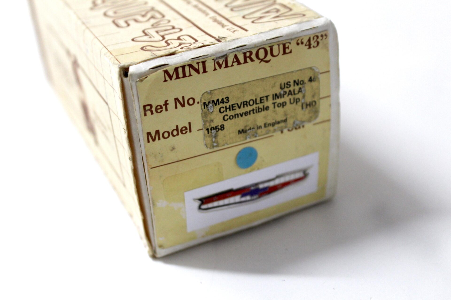 1:43 MINIMARQUE 43 Chevrolet Impala Convertible Top UP 1958 blue