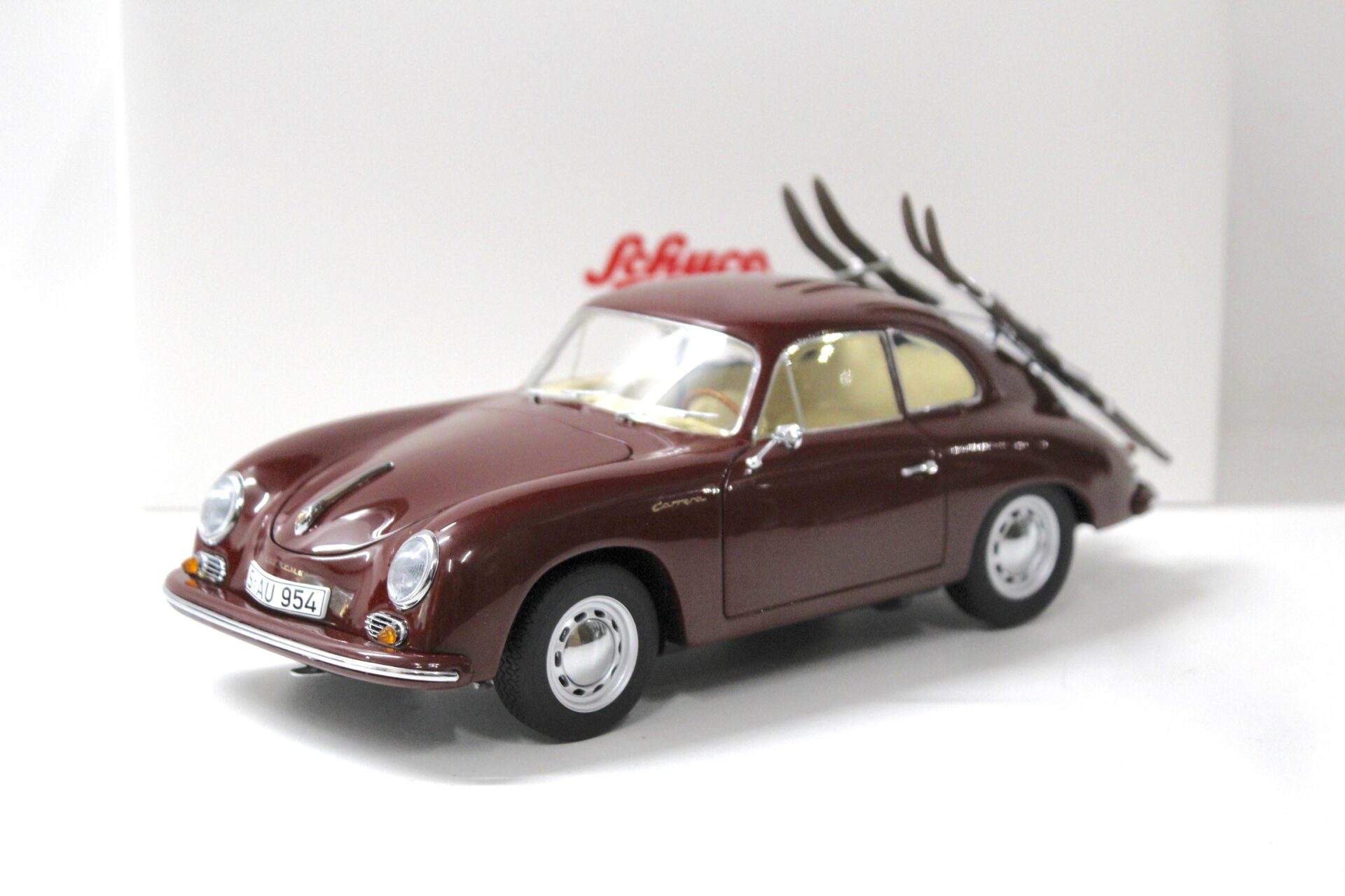1:18 Schuco Porsche 356 A Carrera Coupe "Skiurlaub" dark red