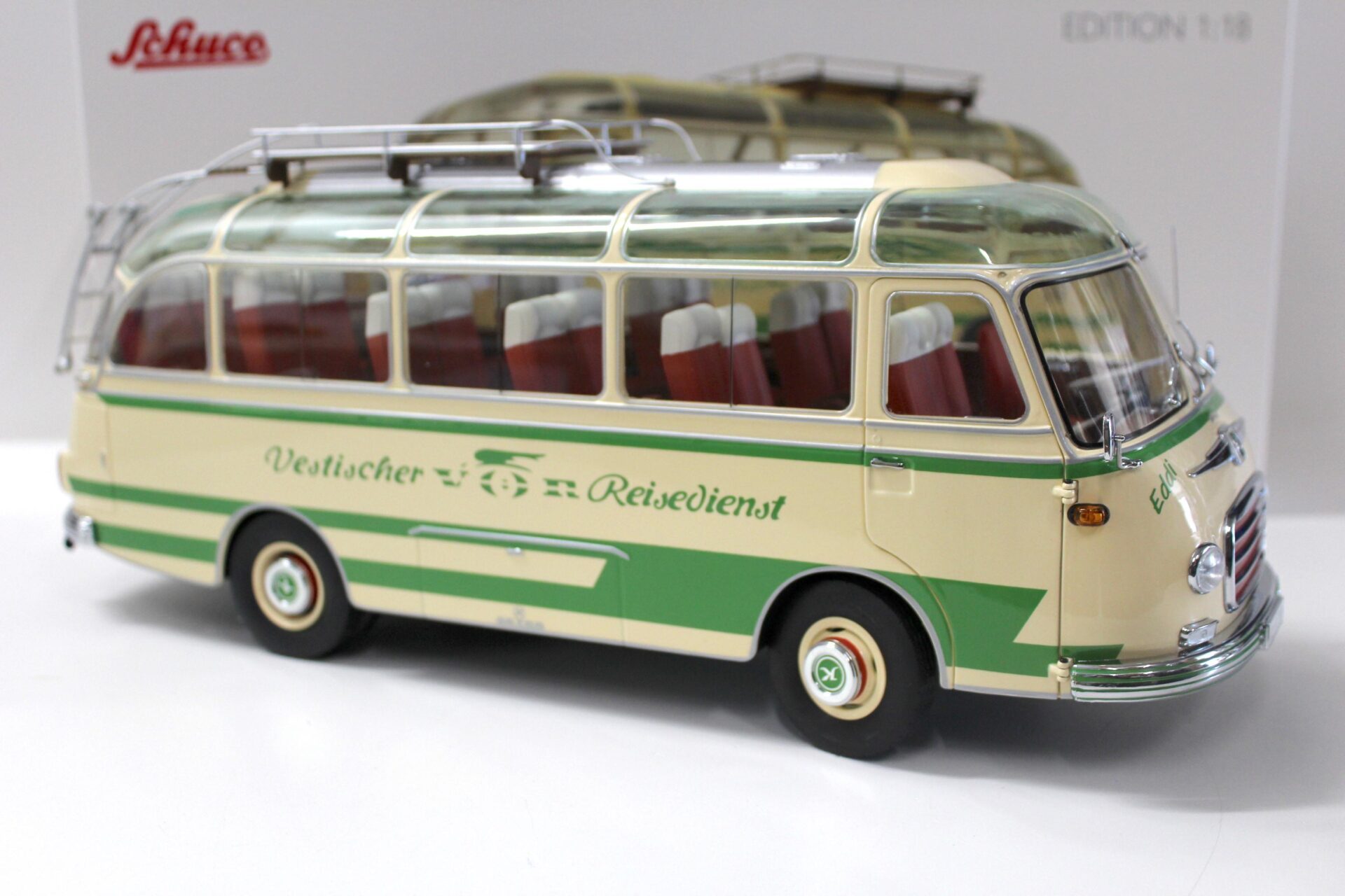 1:18 Schuco Setra S6 Reisebus "Vestischer Reisedienst" beige/ green