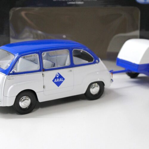 1:18 La Mini Miniera Fiat 600 D Multipla + Trailer ARAL white/ blue