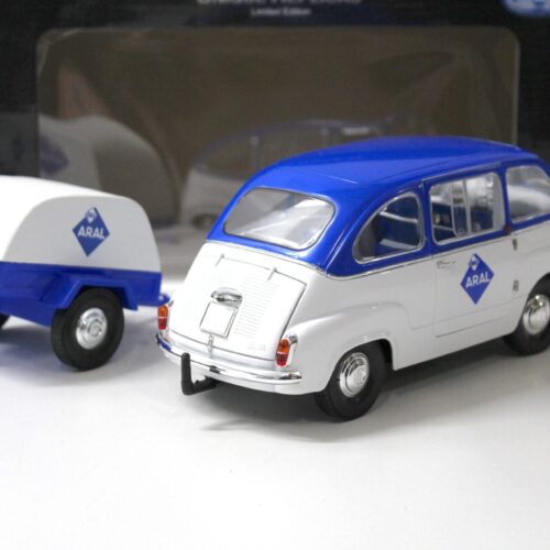 1:18 La Mini Miniera Fiat 600 D Multipla + Trailer ARAL white/ blue