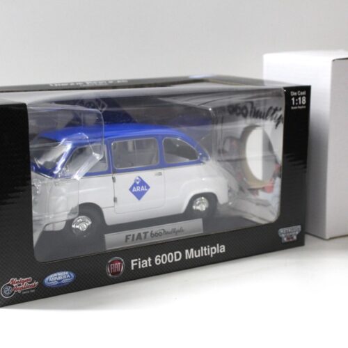 1:18 La Mini Miniera Fiat 600 D Multipla + Trailer ARAL white/ blue