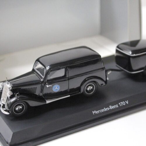 1:43 Schuco Mercedes 170V mit Serviceanhänger/ Trailer black DEALER VERSION