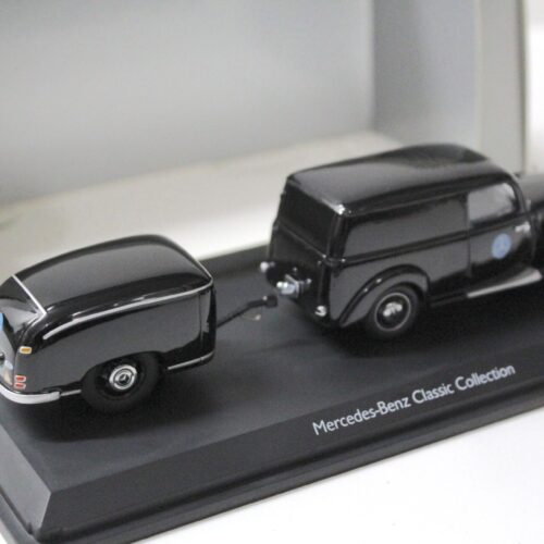 1:43 Schuco Mercedes 170V mit Serviceanhänger/ Trailer black DEALER VERSION