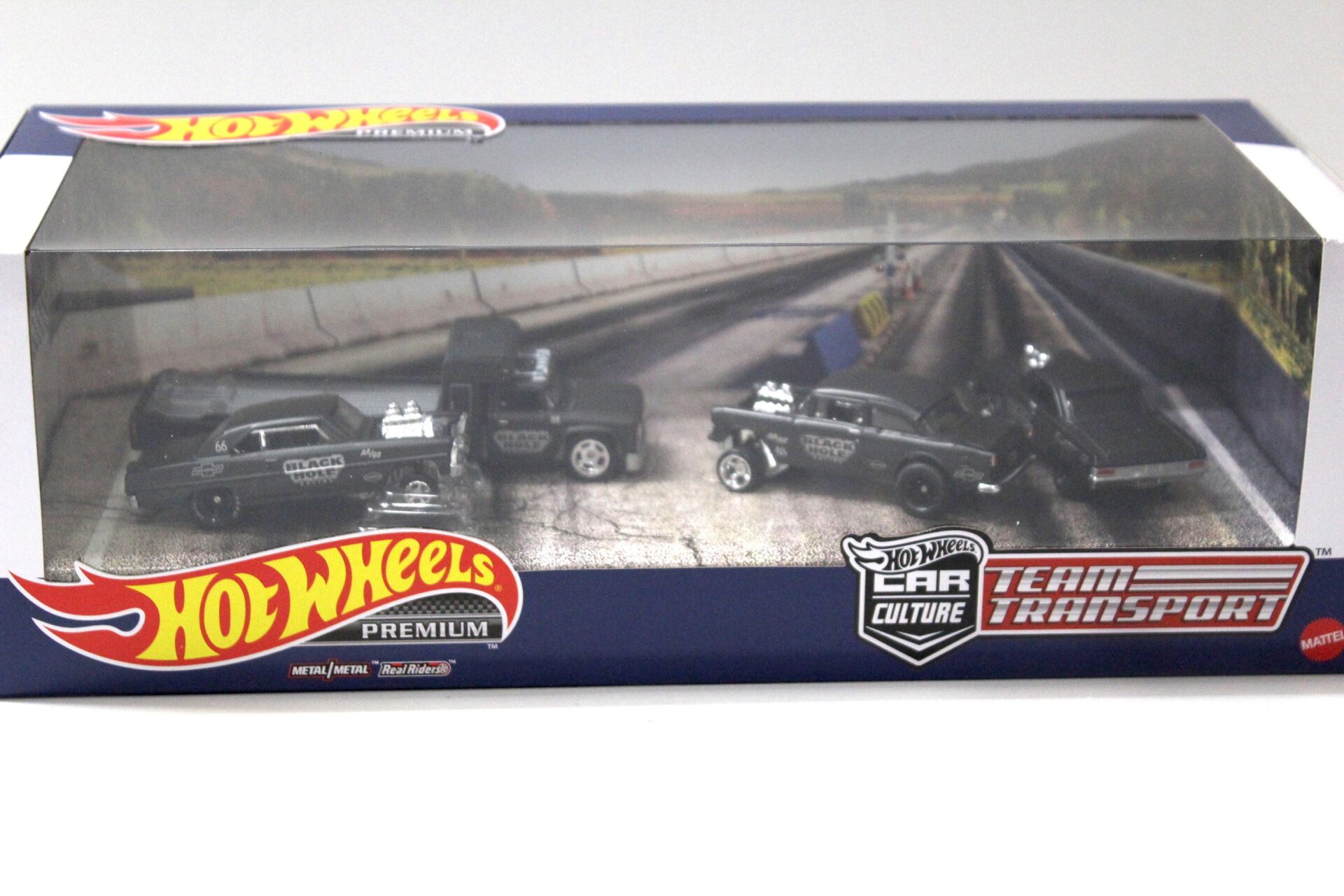 1:64 Hot Wheels Premium Set 2020 Black Hole Gasser Real Riders 3x Cars + Retro Rig