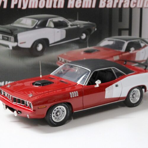 1:18 ACME 1971 Plymouth Hemi Cuda Barracuda Coupe rally red/ white/ black