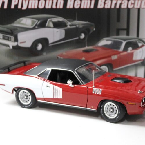 1:18 ACME 1971 Plymouth Hemi Cuda Barracuda Coupe rally red/ white/ black