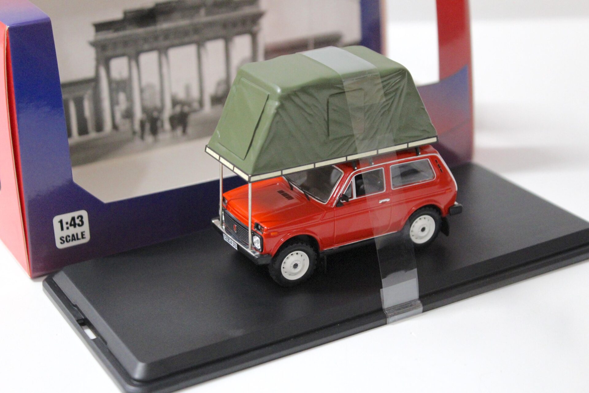 1:43 IST Models Lada Niva 1981 with Roof Tent Camping red