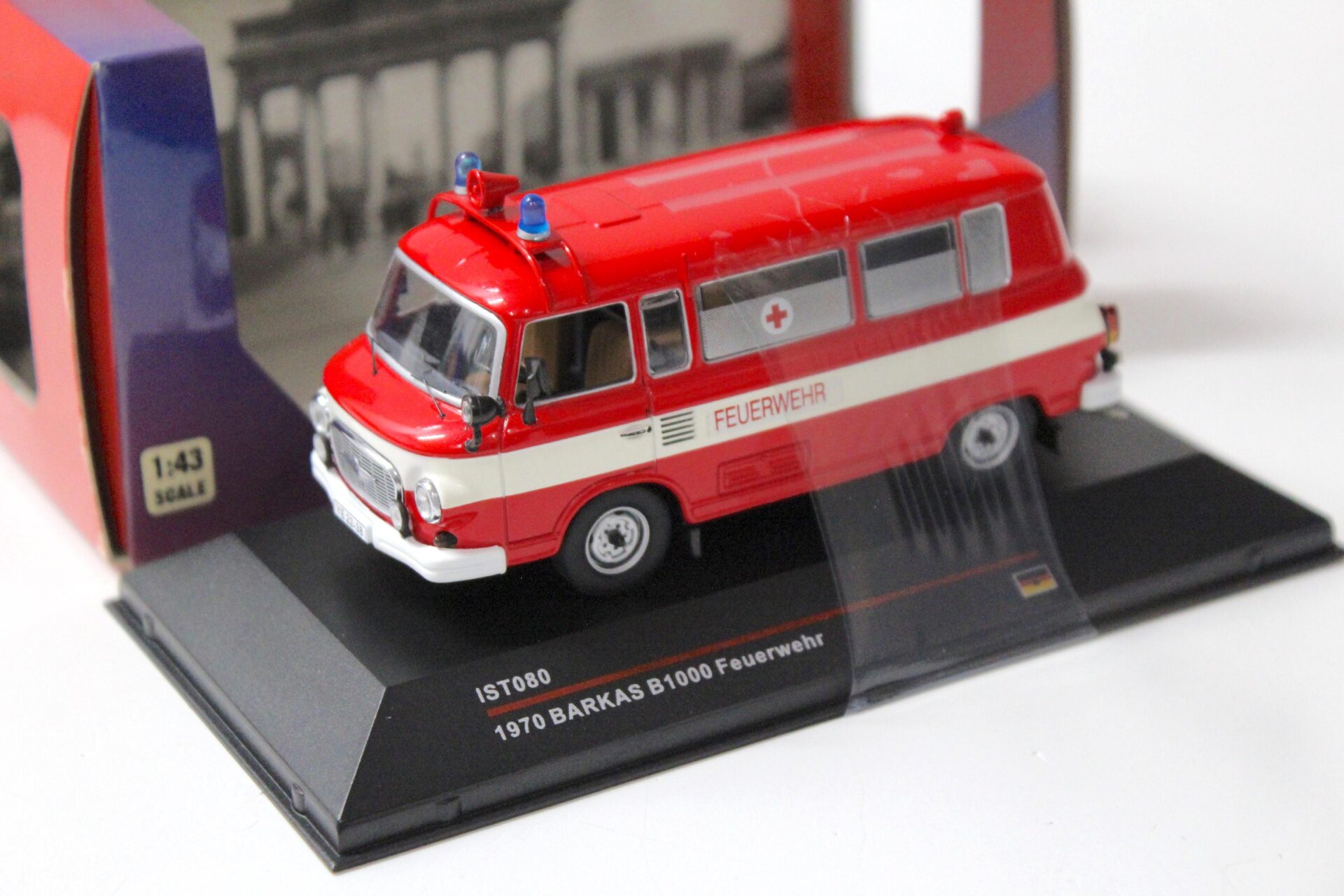 1:43 IST Models Barkas B1000 Feuerwehr 1970 red