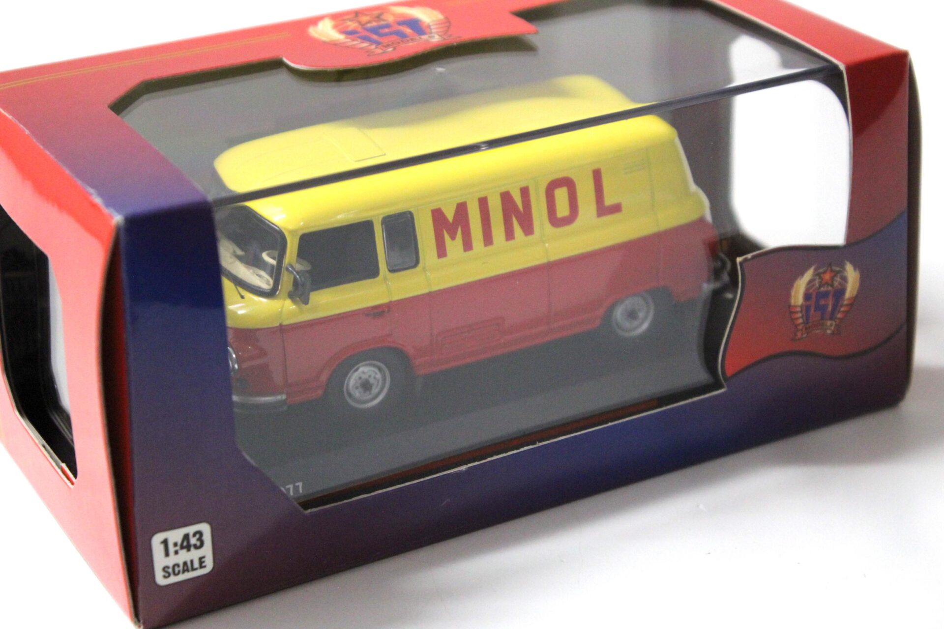 1:43 IST Models Barkas B1000 Kastenwagen MINOL 1960 red/ yellow