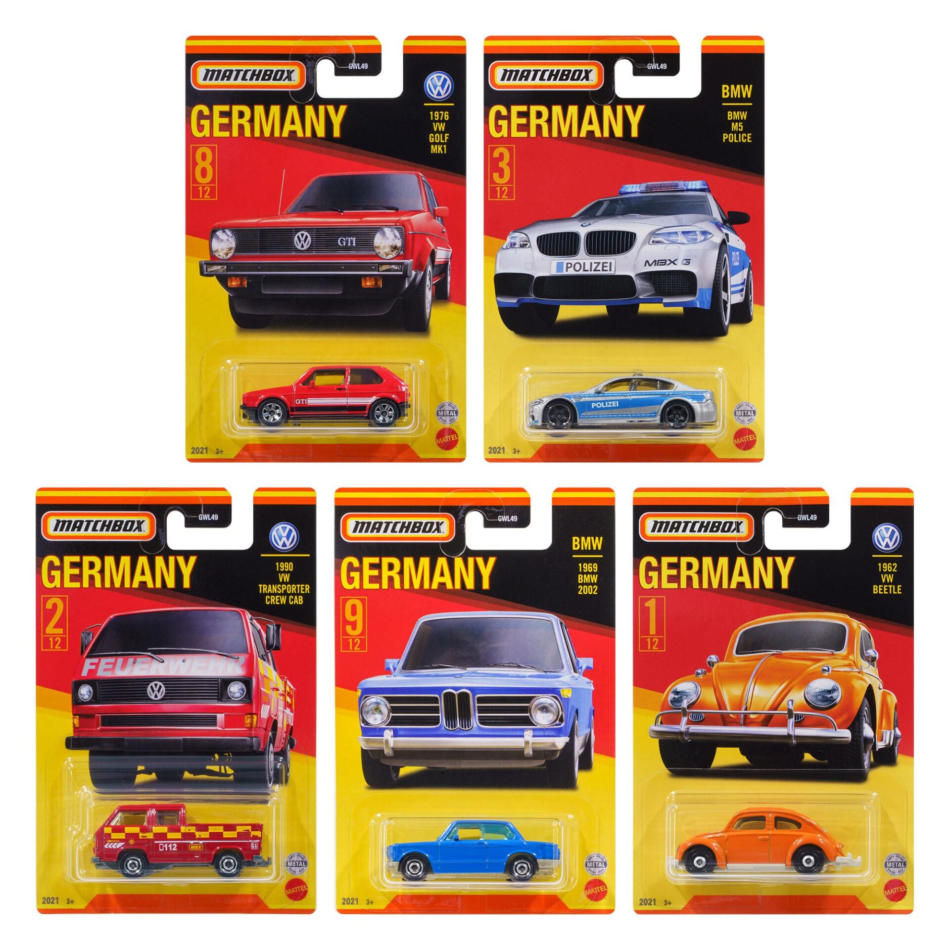 ID 56613 orig.jpg 1:64 Matchbox SET 2021 Best of Germany 5 pcs. - VW Golf, BMW M5 usw.