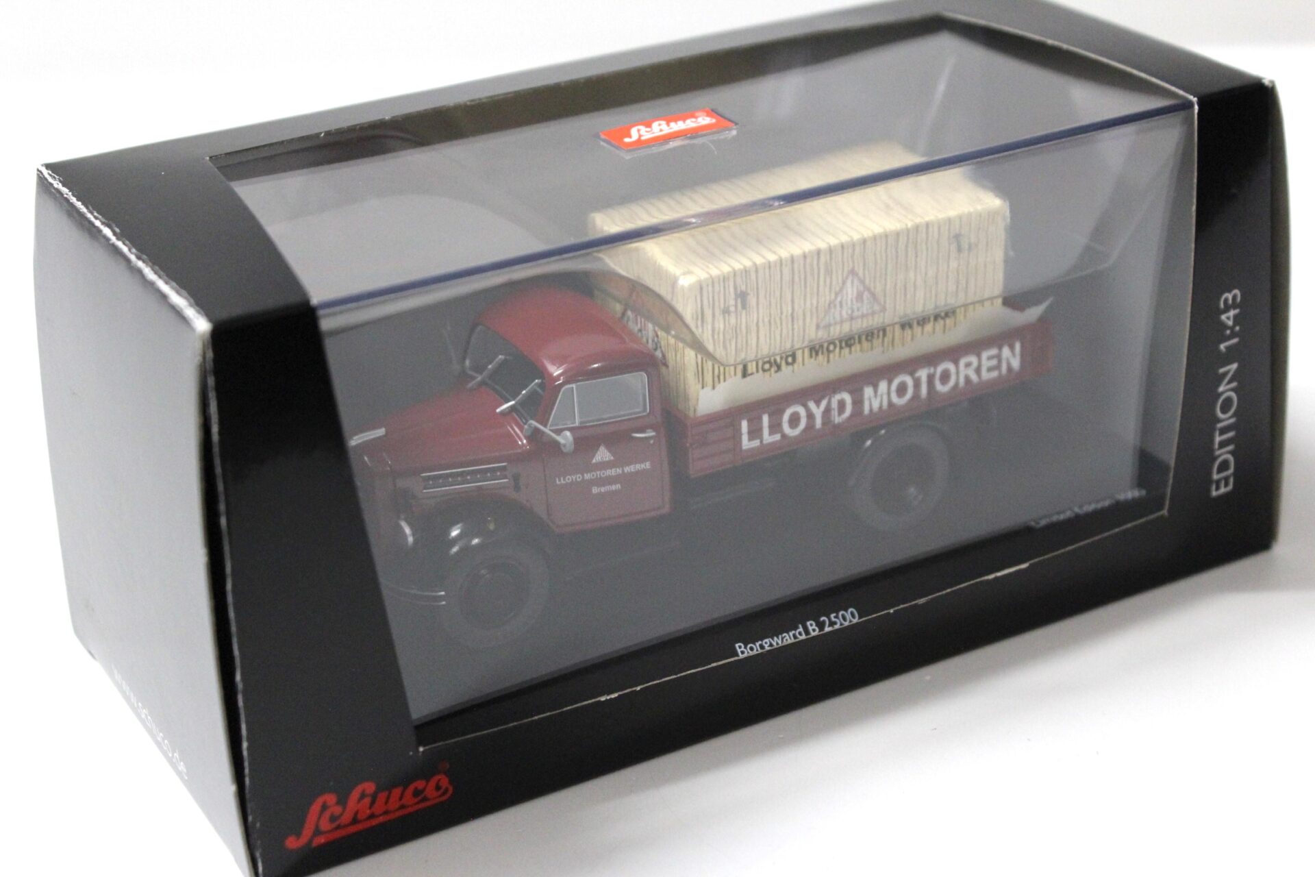 1:43 Schuco Borgward B2500 Pritsche LKW "Lloyd Motoren" dark red