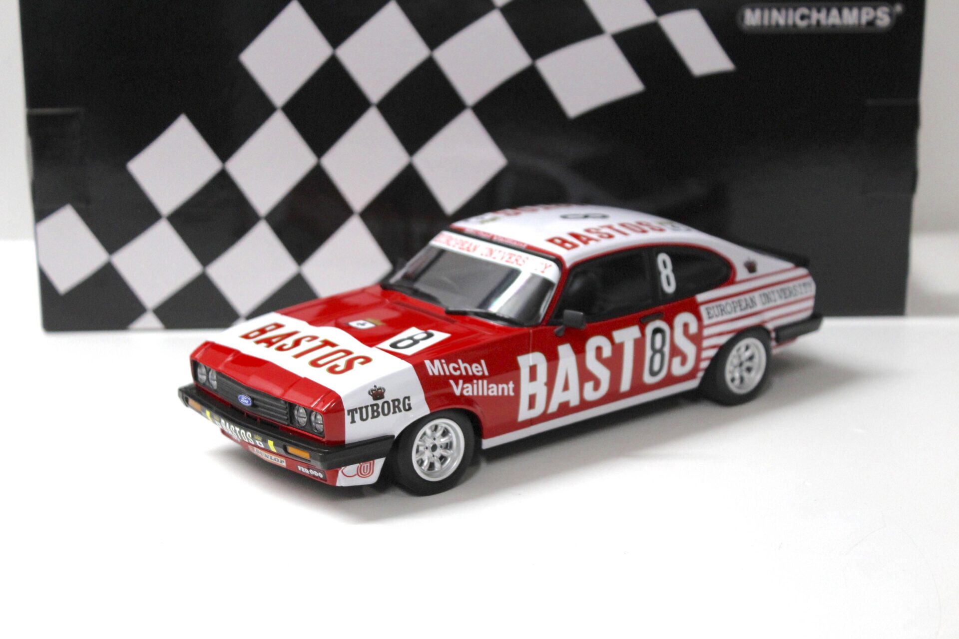 1:18 Minichamps Ford Capri 3.0S Serge Power BASTOS Racing #8 Soto 24h SPA 1980
