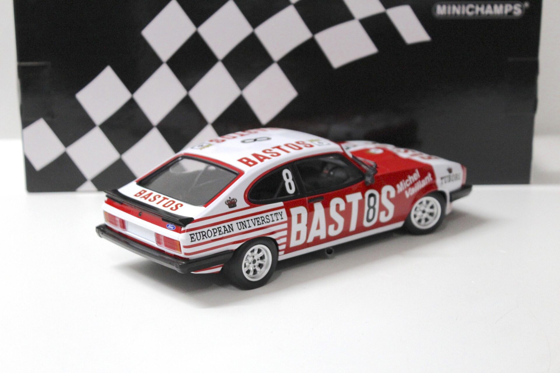 1:18 Minichamps Ford Capri 3.0S Serge Power BASTOS Racing #8 Soto 24h SPA 1980