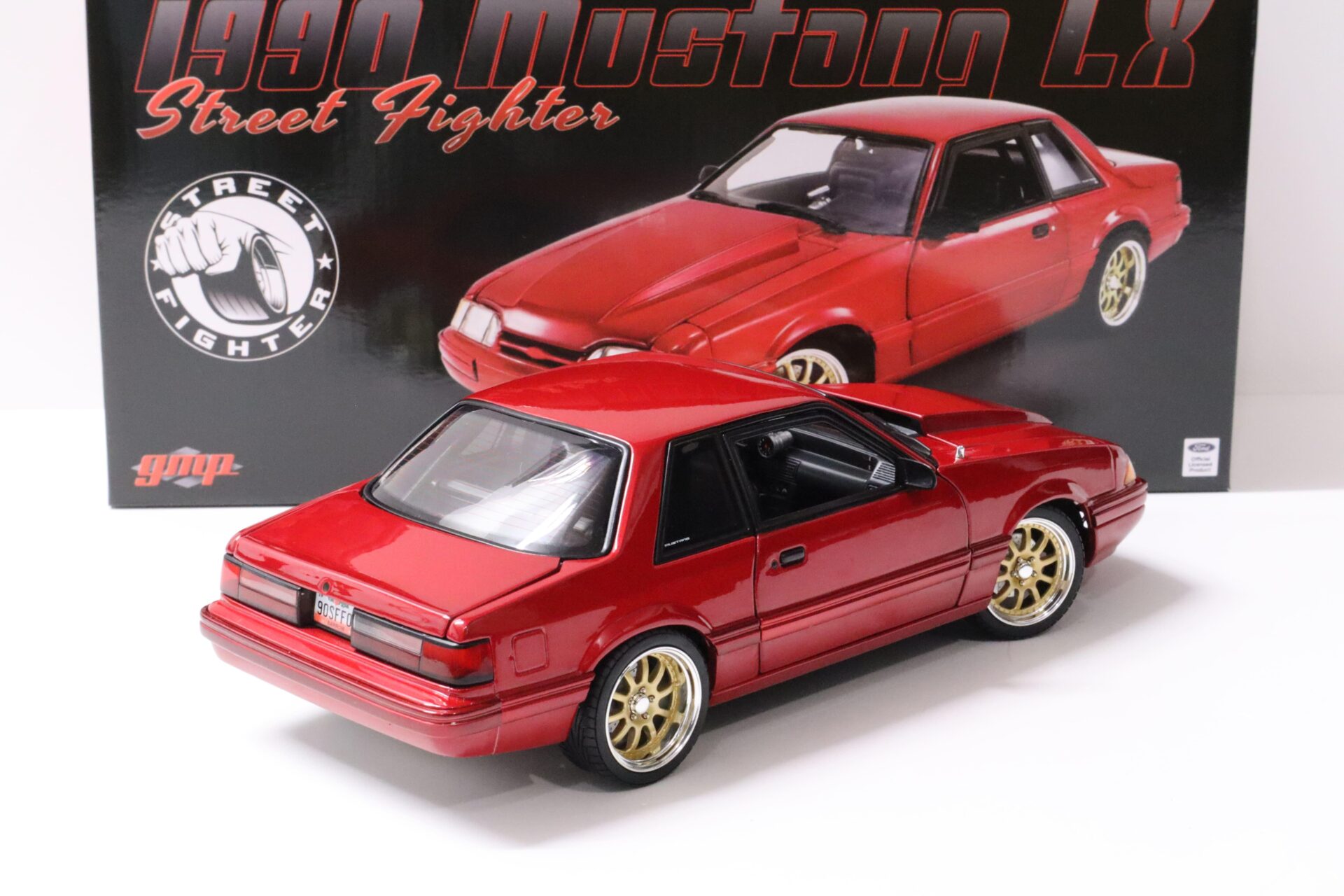 1:18 GMP 1990 Ford Mustang LX Coupe Street Fighter red metallic