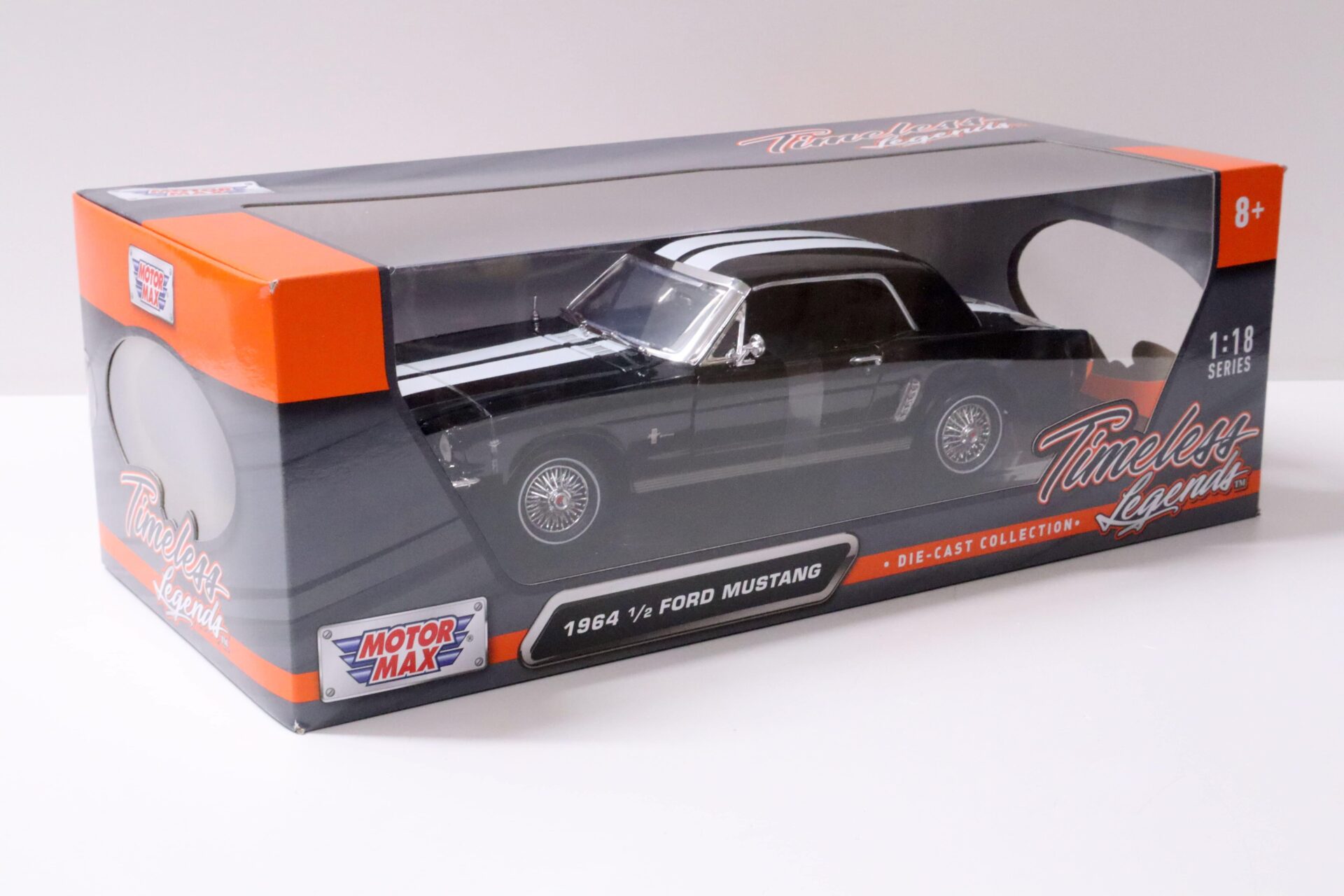 1:18 Motor Max 1964 1/2 Ford Mustang Hardtop black/ white stripes