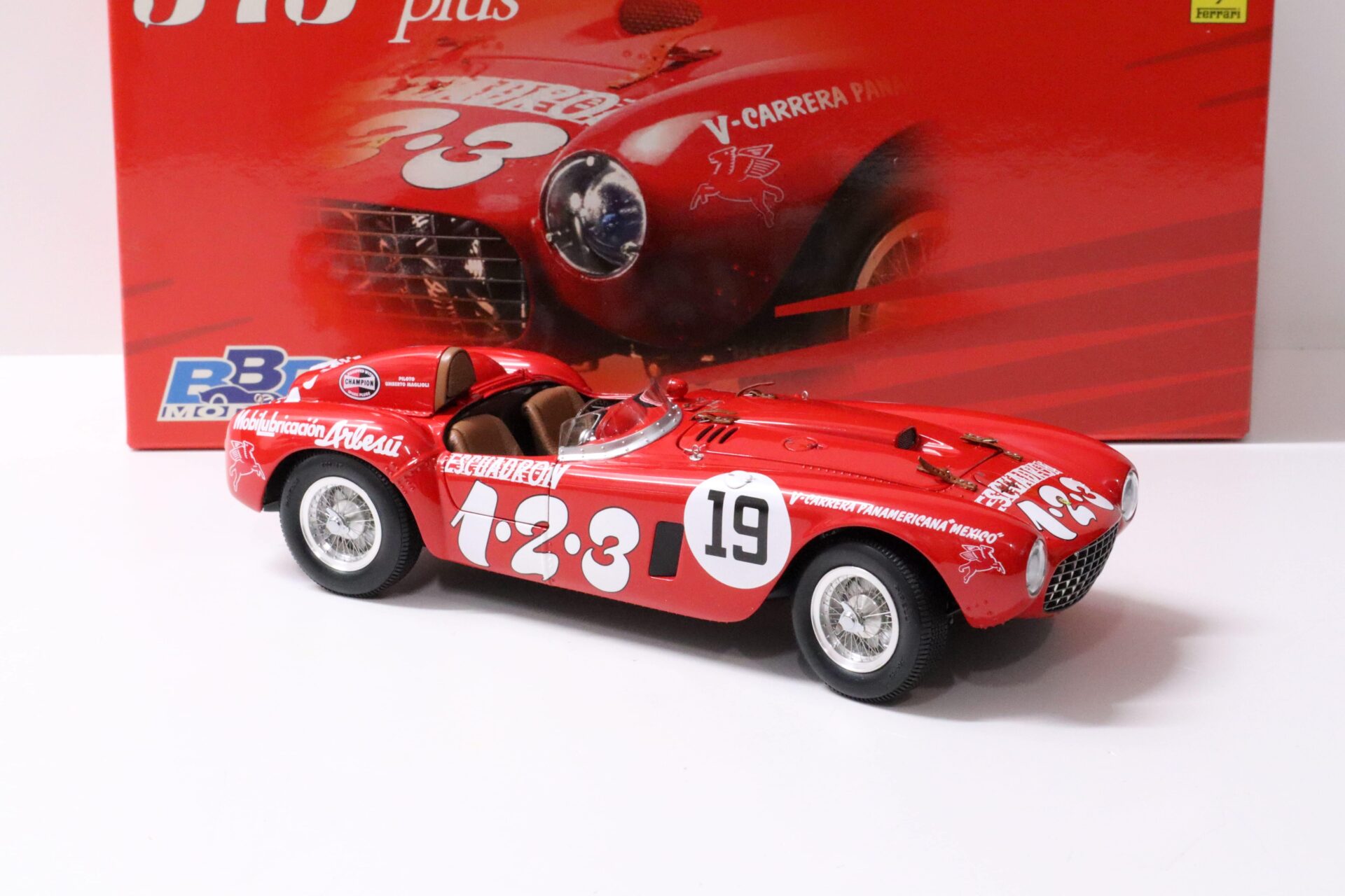 1:18 BBR Ferrari 375 Plus 1954 V-Carrera Panamericana 1.2.3 #19 red Die-Cast/ openings