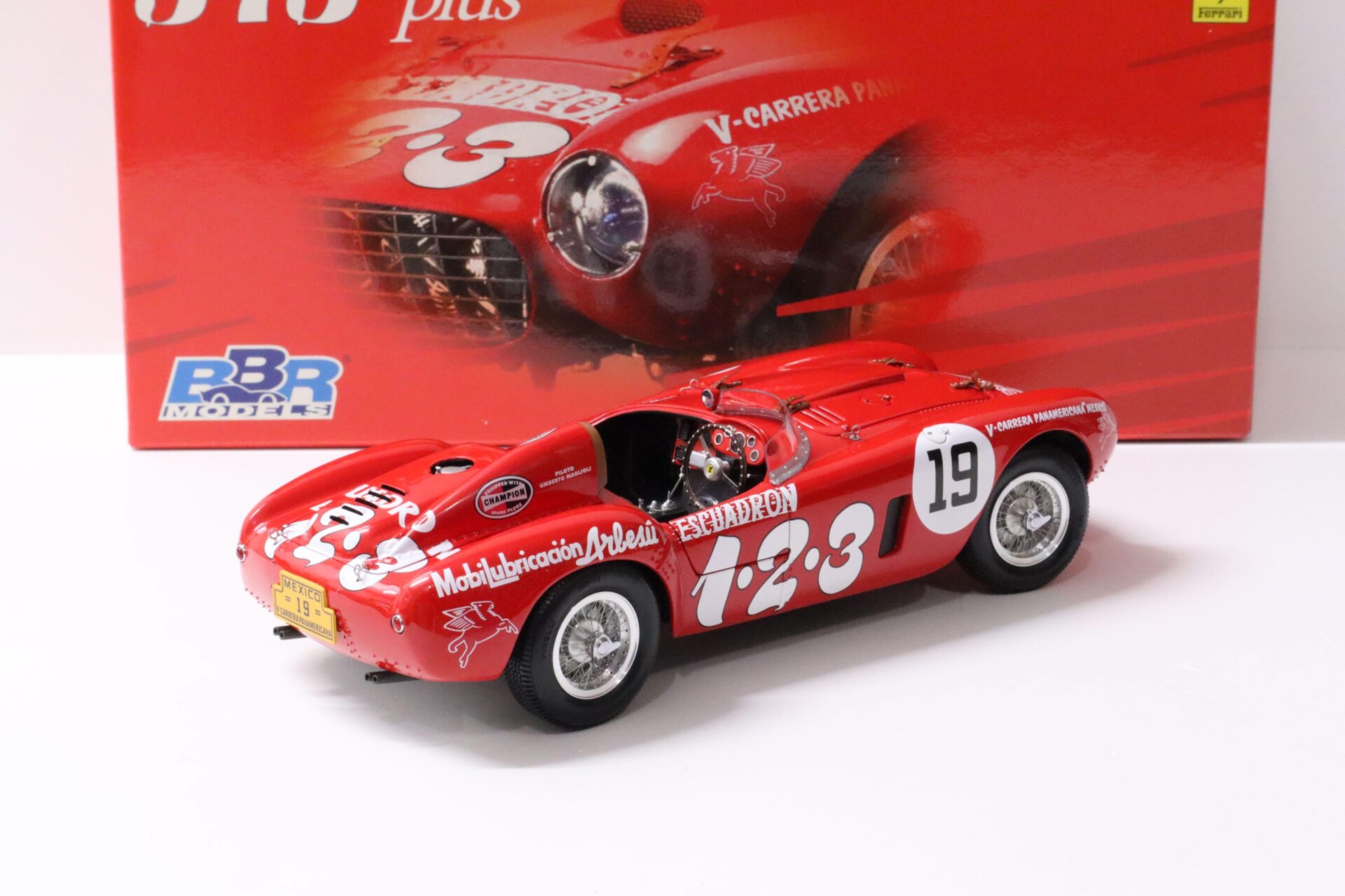 1:18 BBR Ferrari 375 Plus 1954 V-Carrera Panamericana 1.2.3 #19 red Die-Cast/ openings