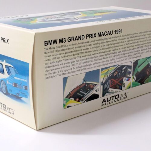 1:18 AUTOart BMW M3 E30 Grand Prix GP Macau 1991 WatsonÂ´s PIRRO #6