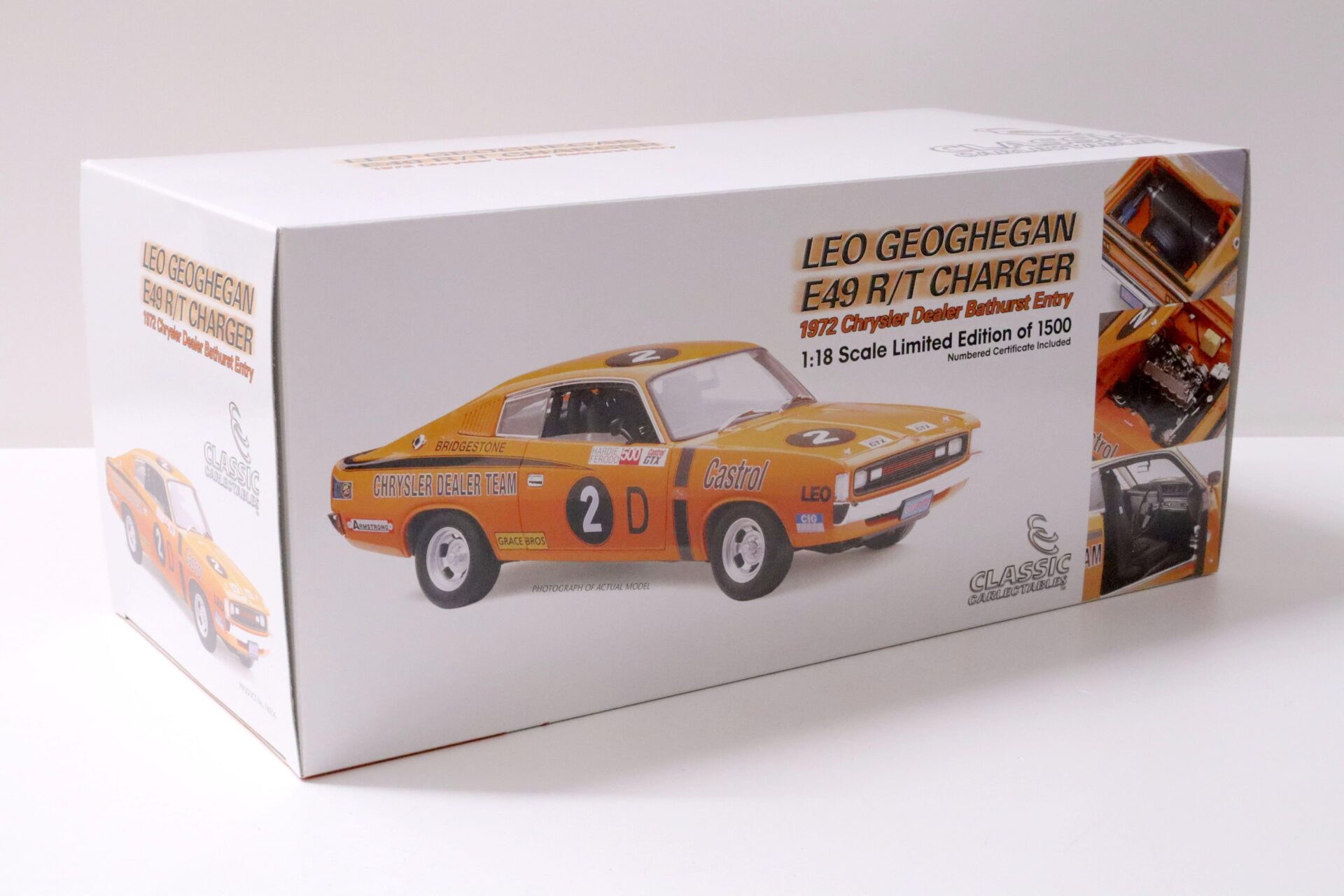 1:18 Classic Carlectables Leo Geoghegan Chrysler E49 R/T Charger Bathurst #2