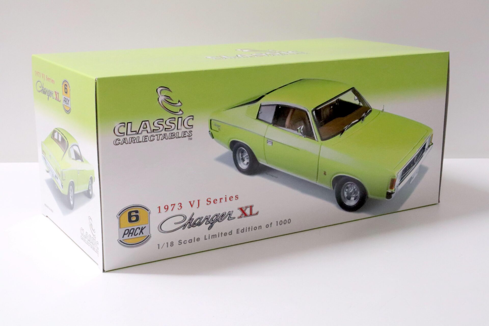 1:18 Classic Carlectables 1973 Chrysler VJ Charger XL 6 Pack Lime light green