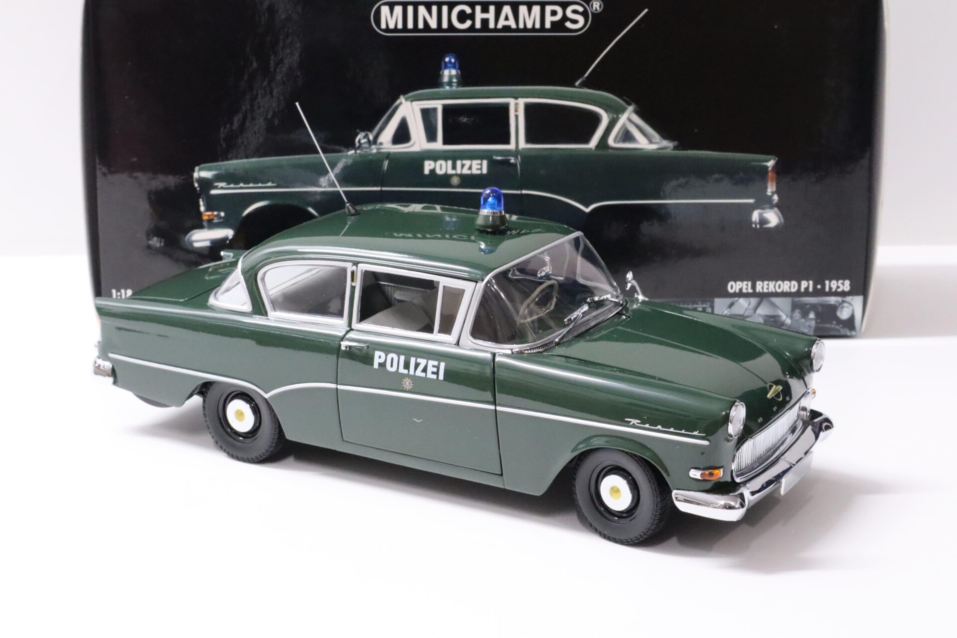 1:18 Minichamps Opel Rekord P1 Limousine POLIZEI 1958 dark green
