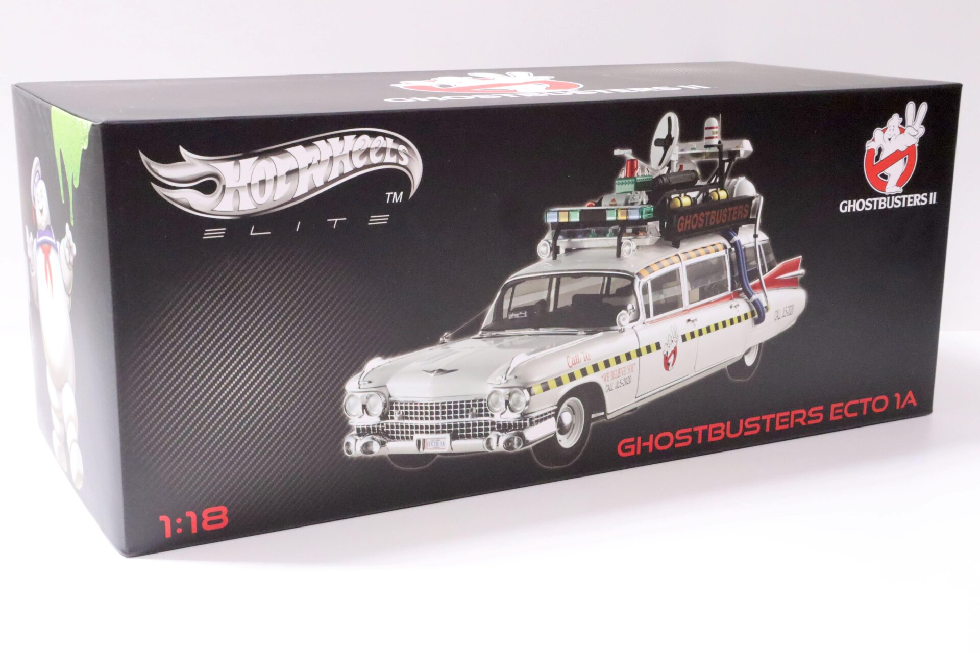 1:18 Hot Wheels Elite 1959 Cadillac Miller GHOSTBUSTERS ECTO 1A white SEALED