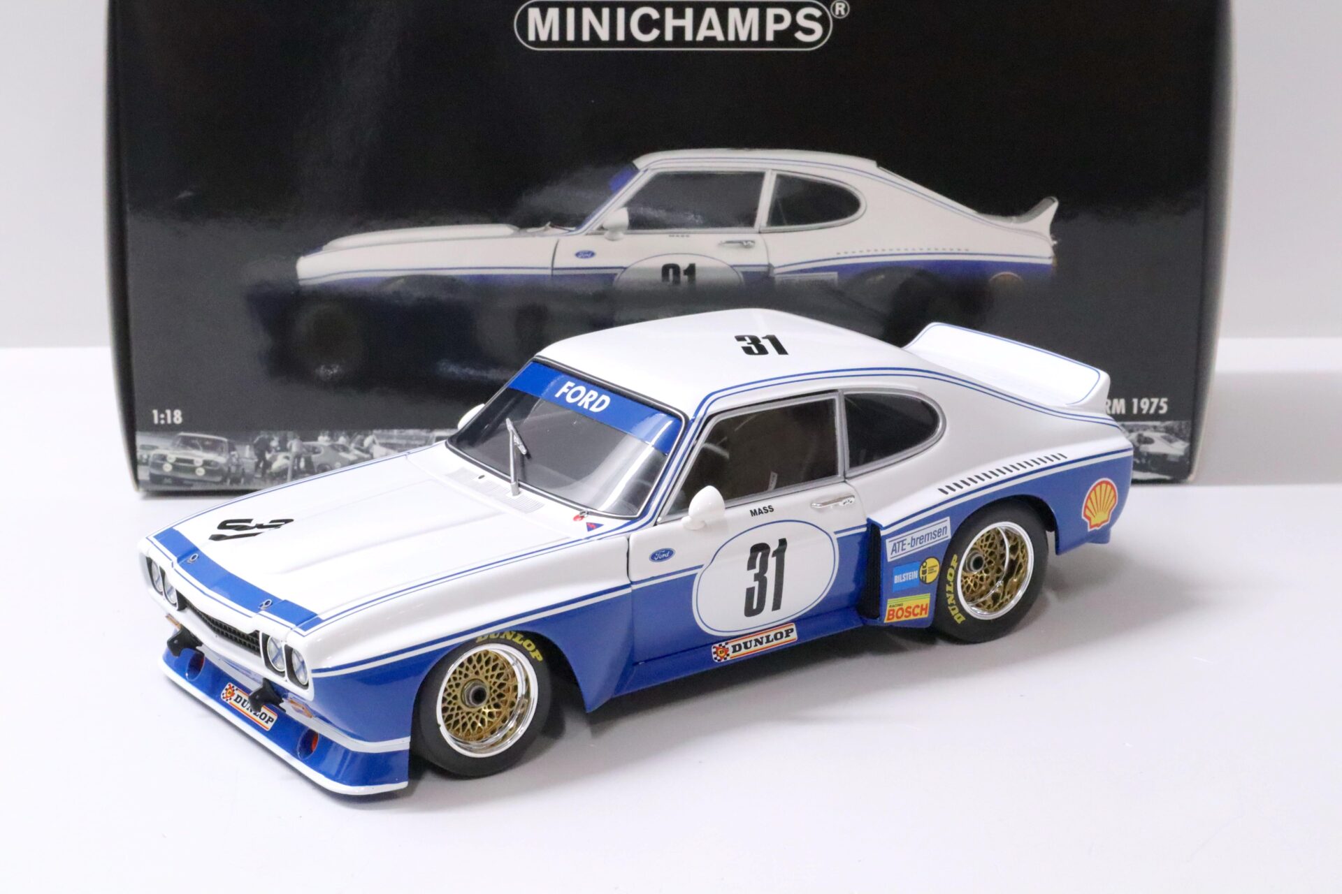 1:18 Minichamps Ford Capri RS 3100 Winner Norisring DTM 1975 J.Mass #31