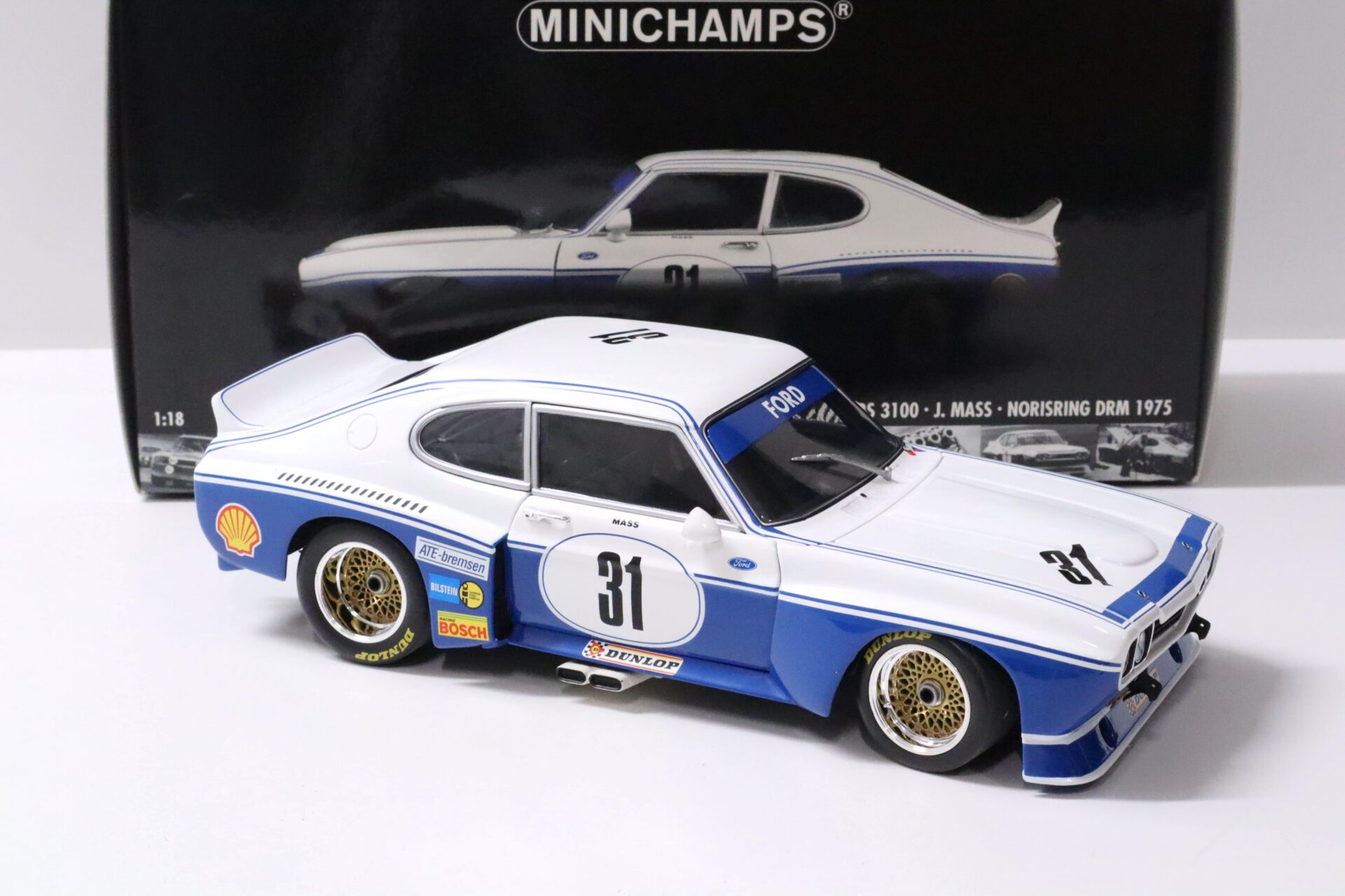 1:18 Minichamps Ford Capri RS 3100 Winner Norisring DTM 1975 J.Mass #31