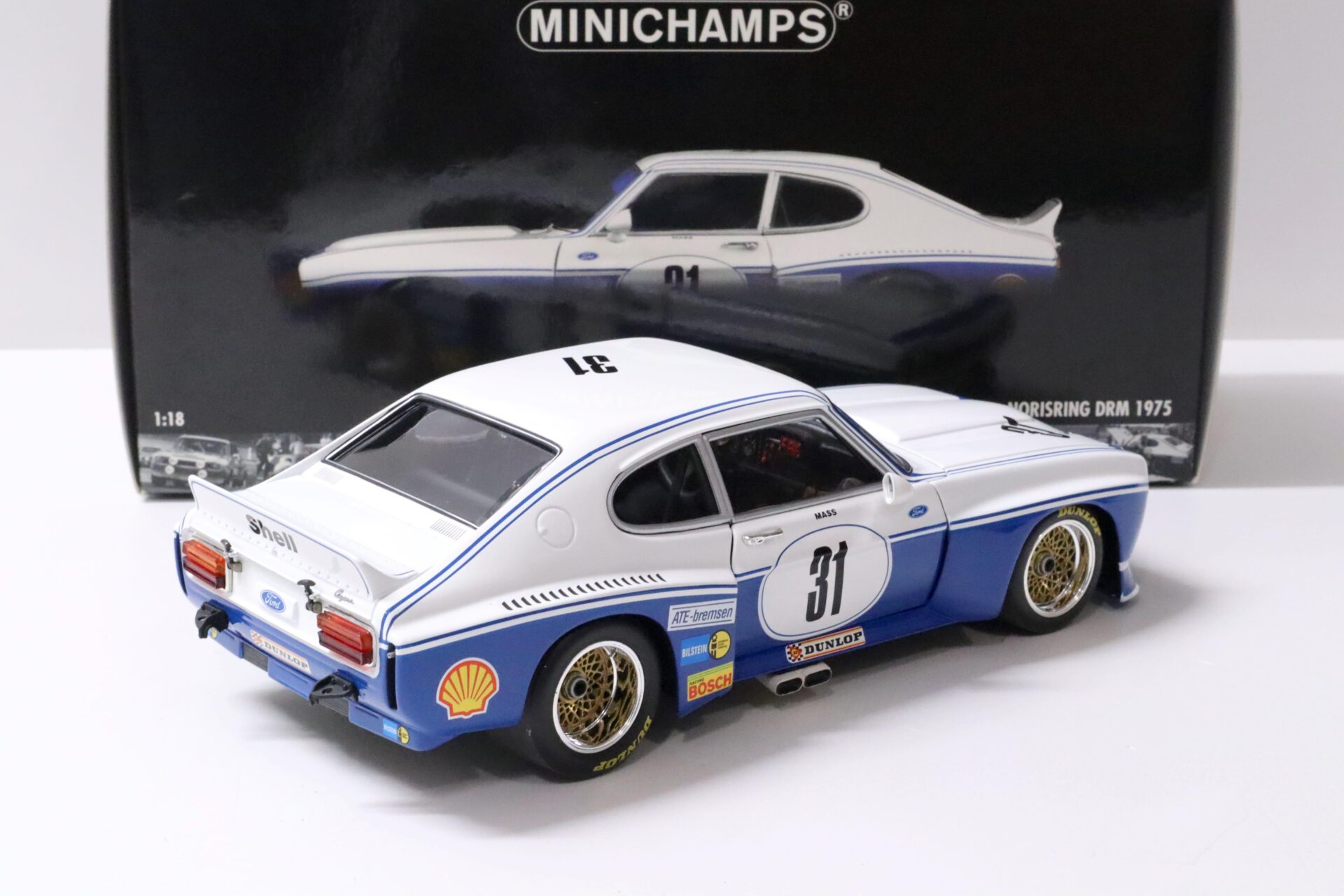 1:18 Minichamps Ford Capri RS 3100 Winner Norisring DTM 1975 J.Mass #31