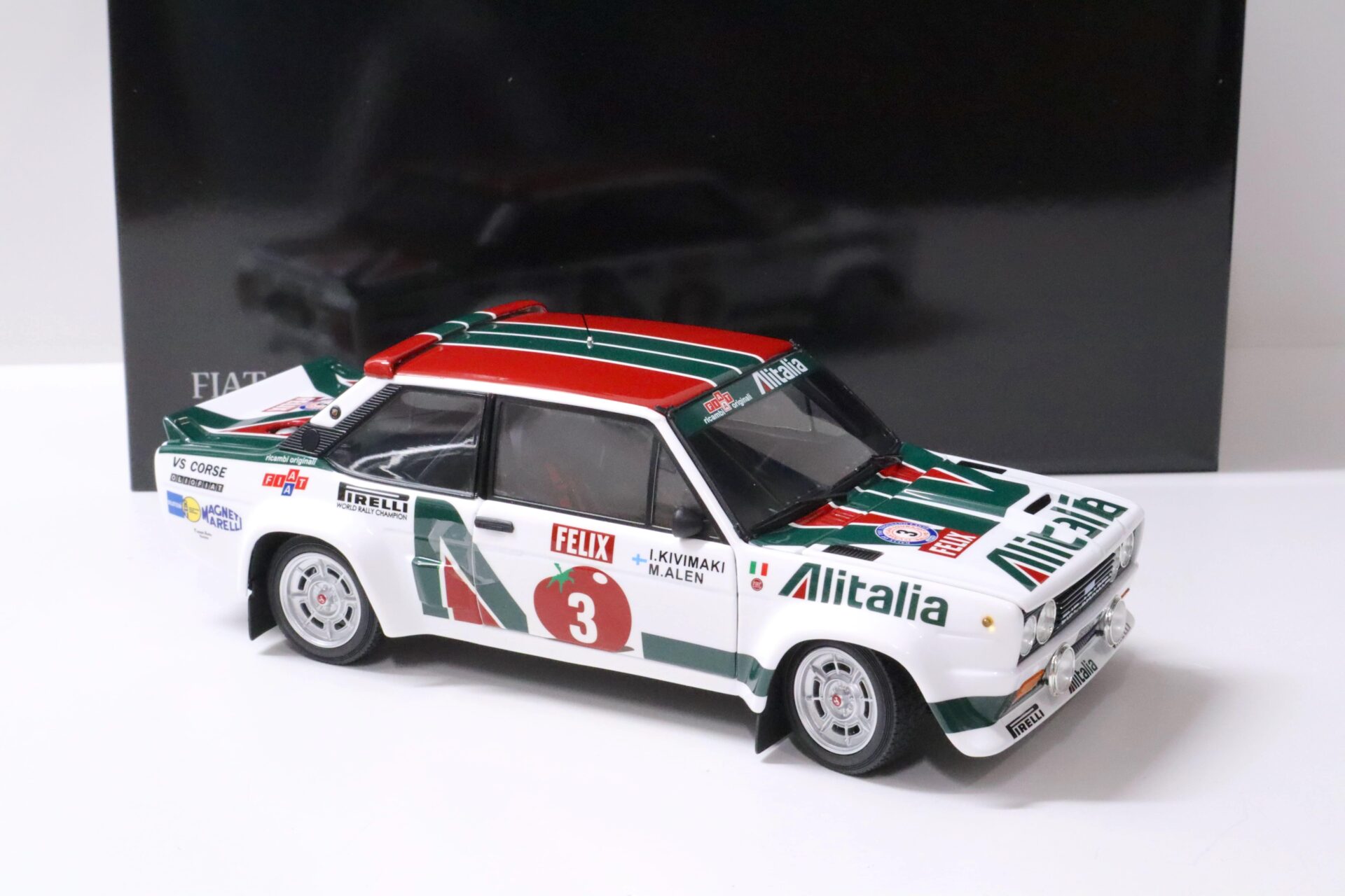 1:18 Kyosho Fiat 131 Abarth 1978 Alen/ Kivimaki Rally 1000 Lakes #3 Alitalia