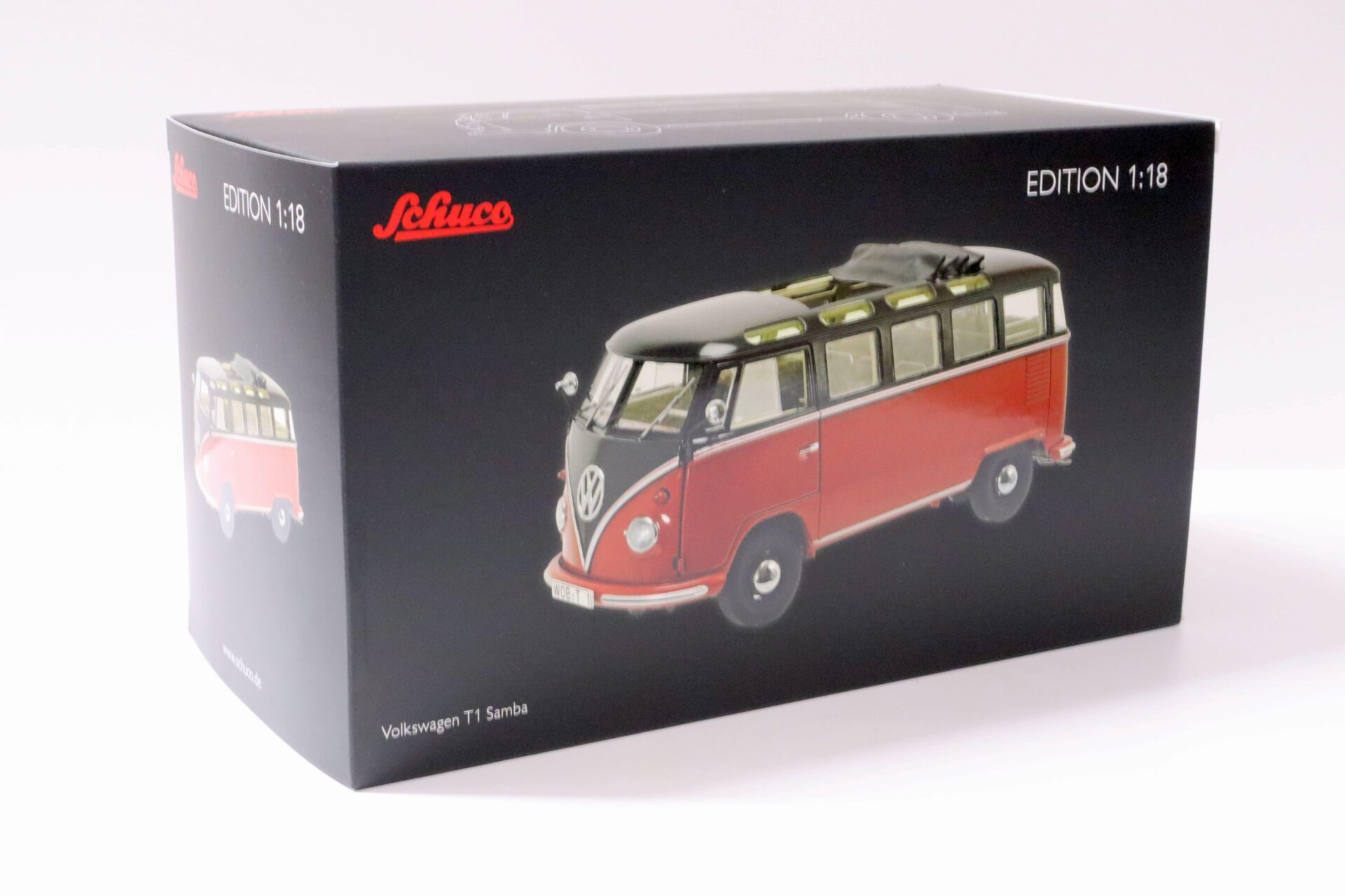 1:18 Schuco VW T1 Samba Bus black/ red
