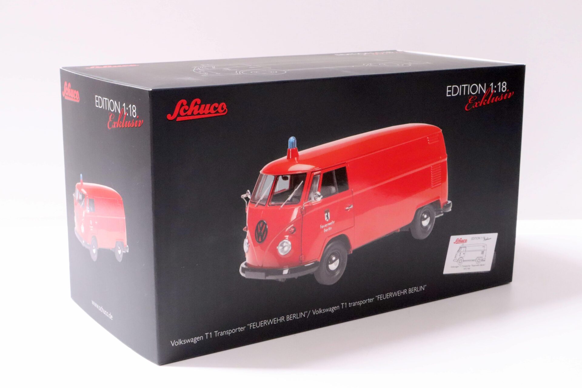 1:18 Schuco VW T1 Transporter Kasten Feuerwehr Berlin red