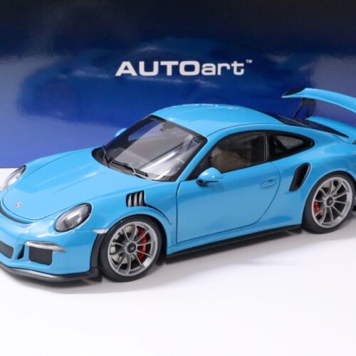 1:18 AUTOart Porsche 911 (991) GT3 RS Miami blue/ dark gray wheels - Image 1
