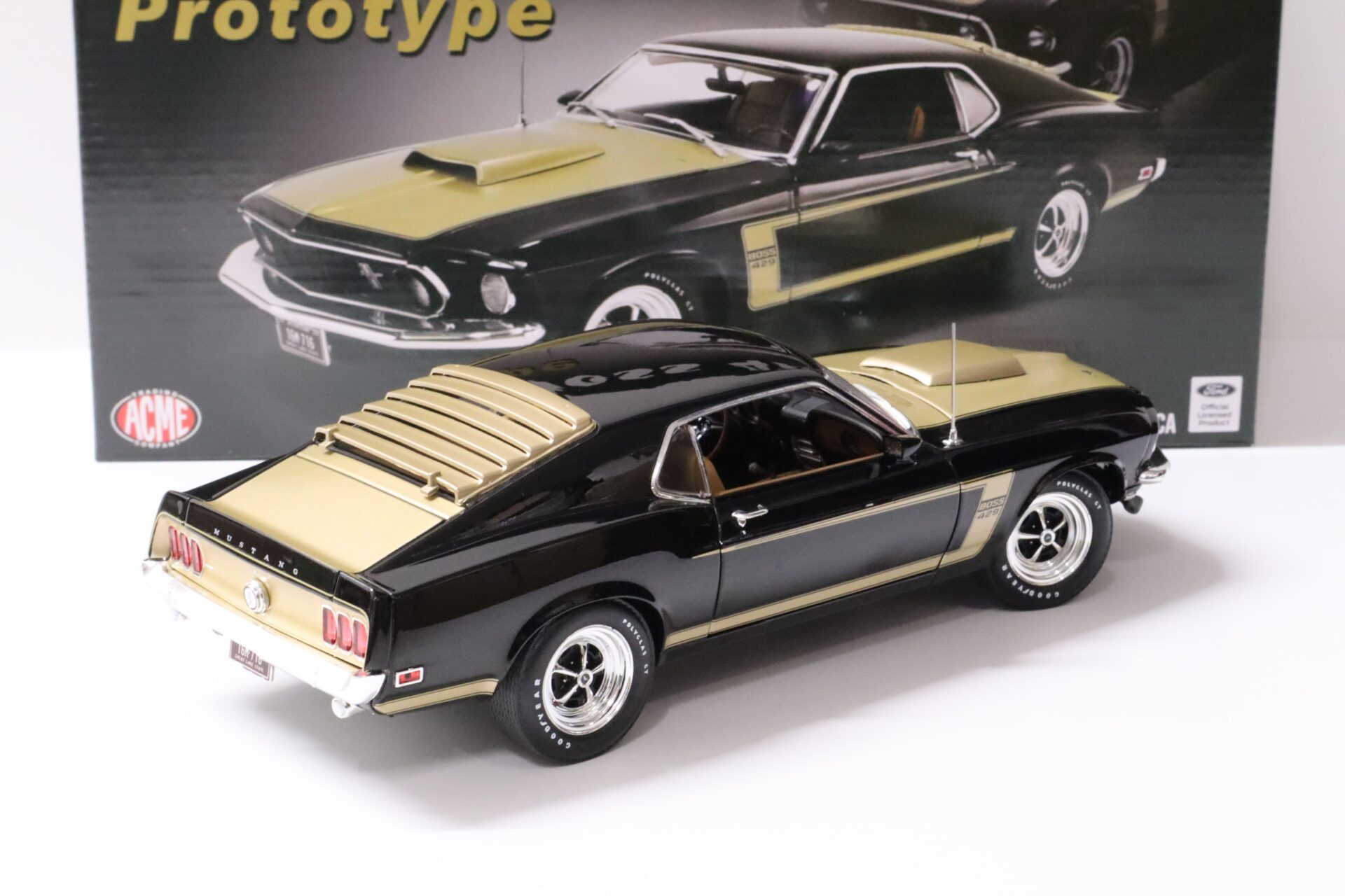 1:18 ACME 1969 Ford Mustang Boss 429 Prototype Coupe black/ gold