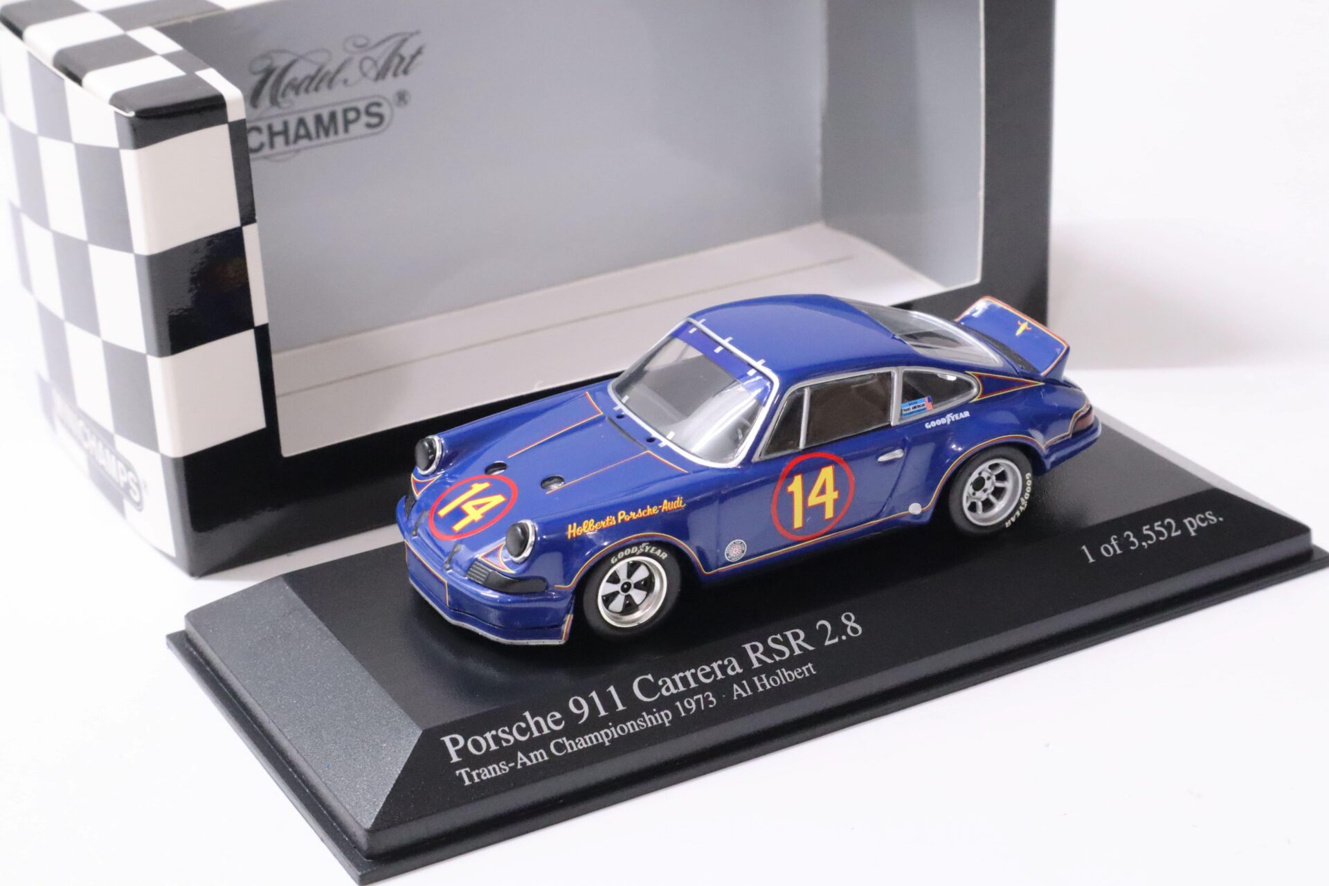 1:43 Minichamps Porsche 911 Carrera RSR 2.8 Trans-Am Champ 1973 #14 Holbert Sunoco